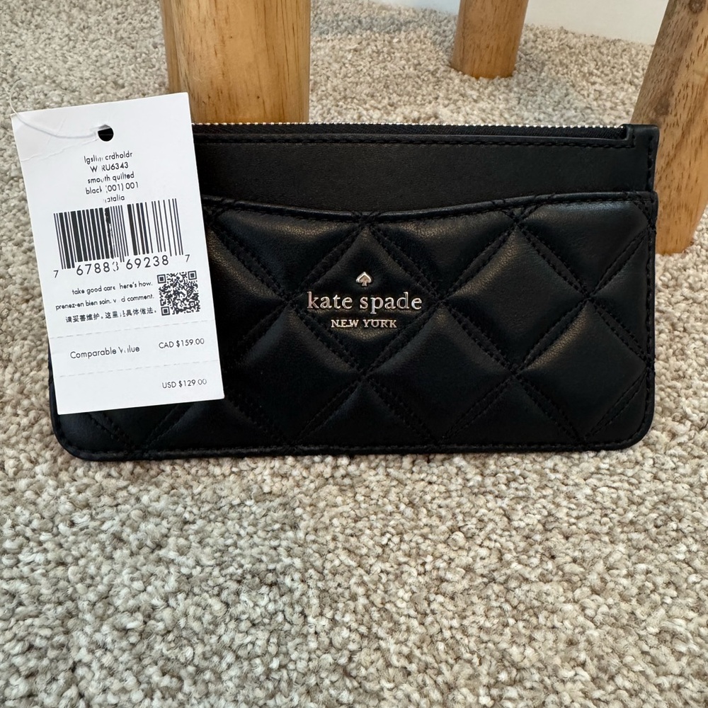 Kate Spade Black Quilted Card Holder
